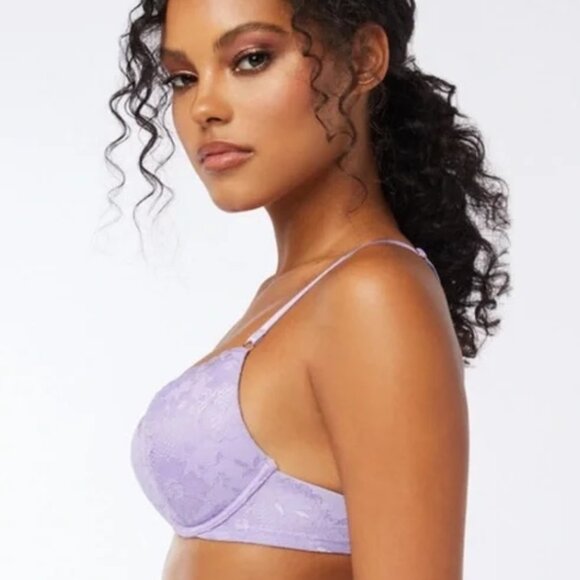 Savage x Fenty Floral Lace Push Up Racerback Bra in Purple Lavender Size 32D - Picture 3 of 14